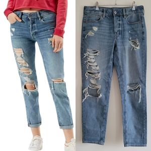 American Eagle Outfitters AEO Women Distressed Tomgirl Denim Jean Pants Size 8L